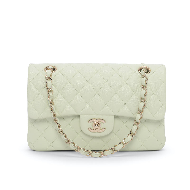 Chanel Mint Green Caviar Small Classic Double Flap Bag - Blue Spinach