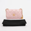 Chanel Pink Glossy Lambskin CC Medallion Wallet on Chain - Blue Spinach