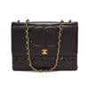 Chanel Vintage Brown Lambskin CC Maxi Flap Bag - Blue Spinach