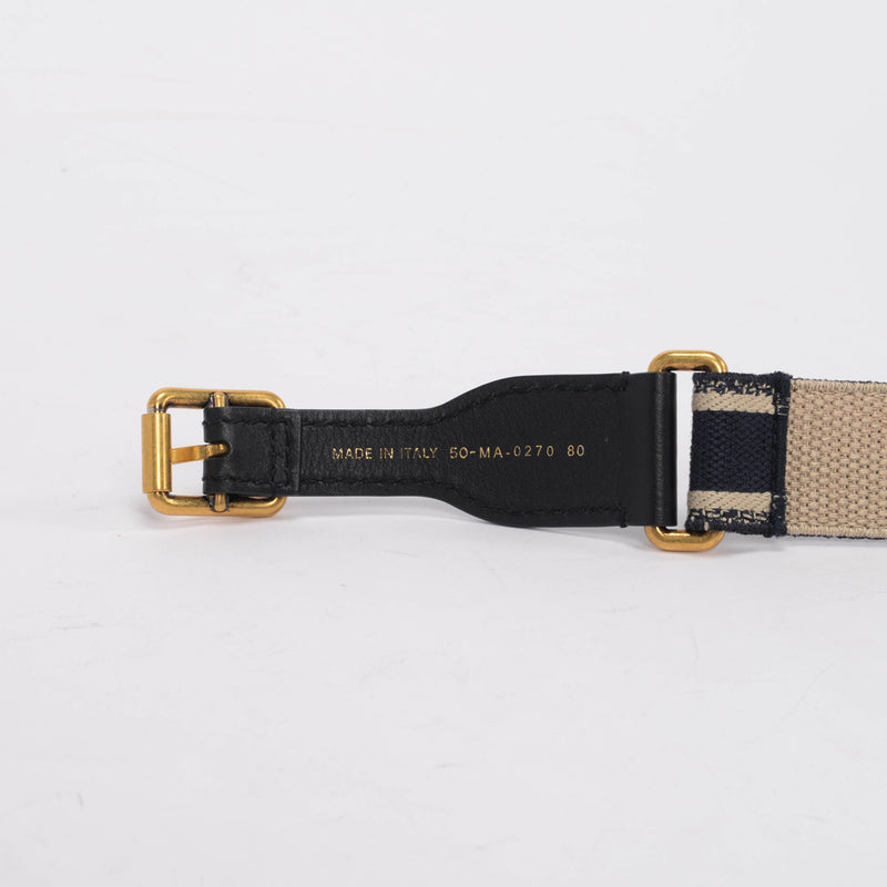 Dior Blue Embroidered Canvas Logo Belt - Blue Spinach