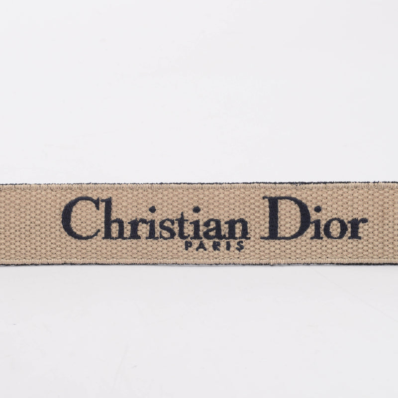 Dior Blue Embroidered Canvas Logo Belt - Blue Spinach