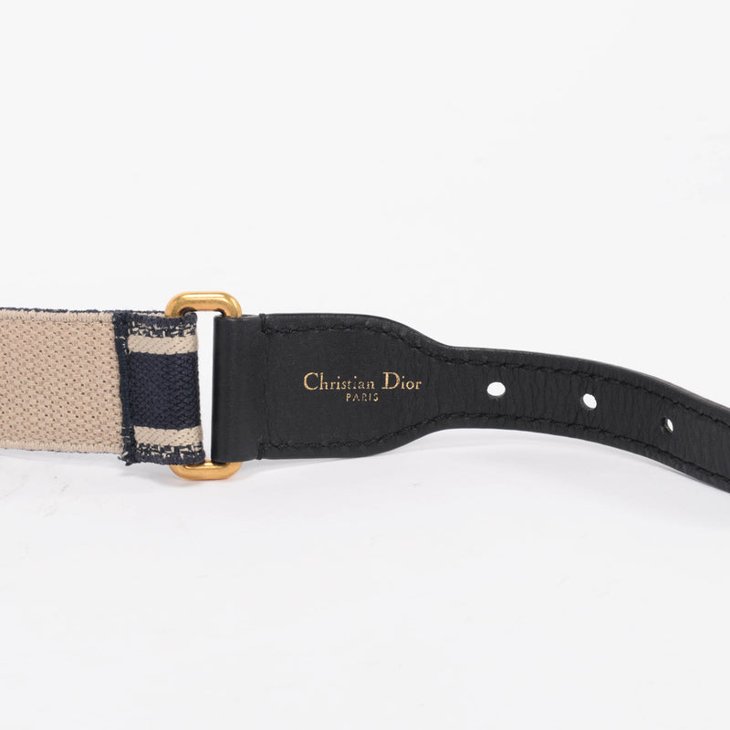 Dior Blue Embroidered Canvas Logo Belt - Blue Spinach