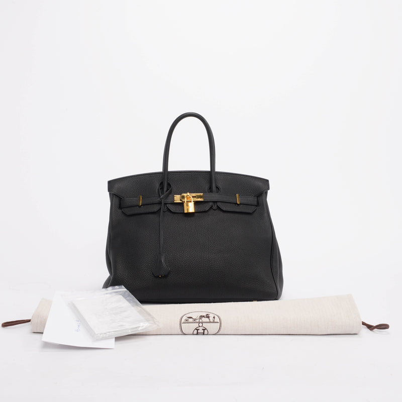 Hermes Black Togo Birkin 35 GHW - Blue Spinach