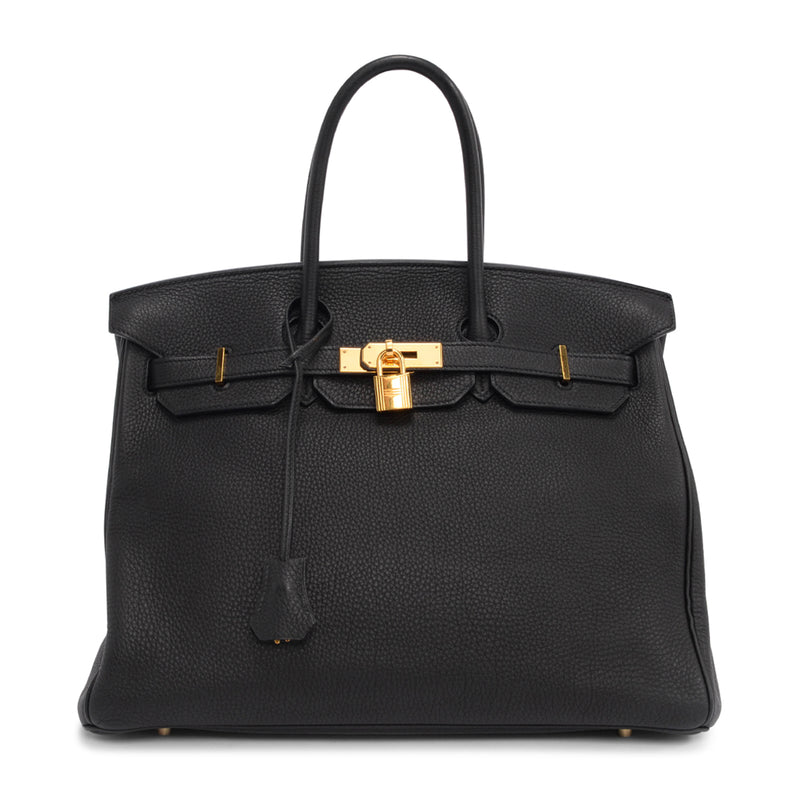 Hermes Black Togo Birkin 35 GHW - Blue Spinach