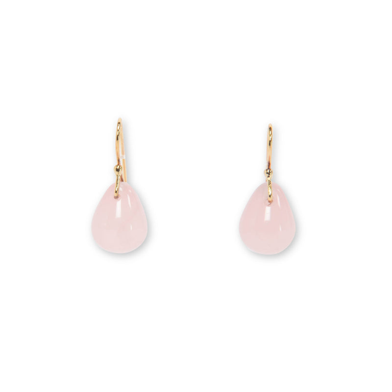 Jan Logan Rose Quartz Raindrop Earrings - Blue Spinach