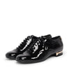 Chanel Black Patent Lace-Up CC Loafers 37.5 - Blue Spinach