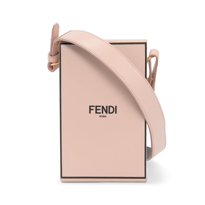 Fendi Rosa Quarzo Calfskin Fluffy Logo Vertical Box Bag - Blue Spinach