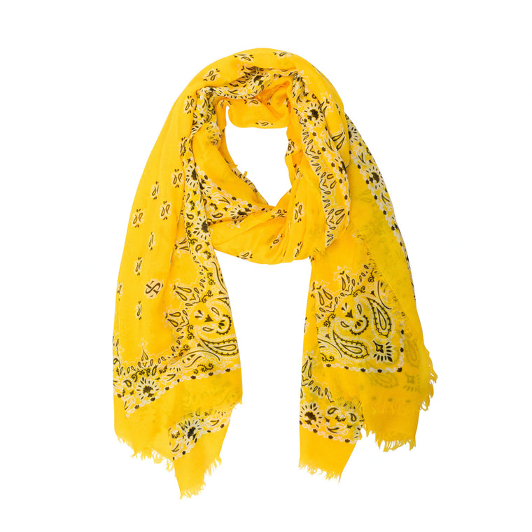 Saint Laurent Yellow Paisley Grand Bandana Shawl