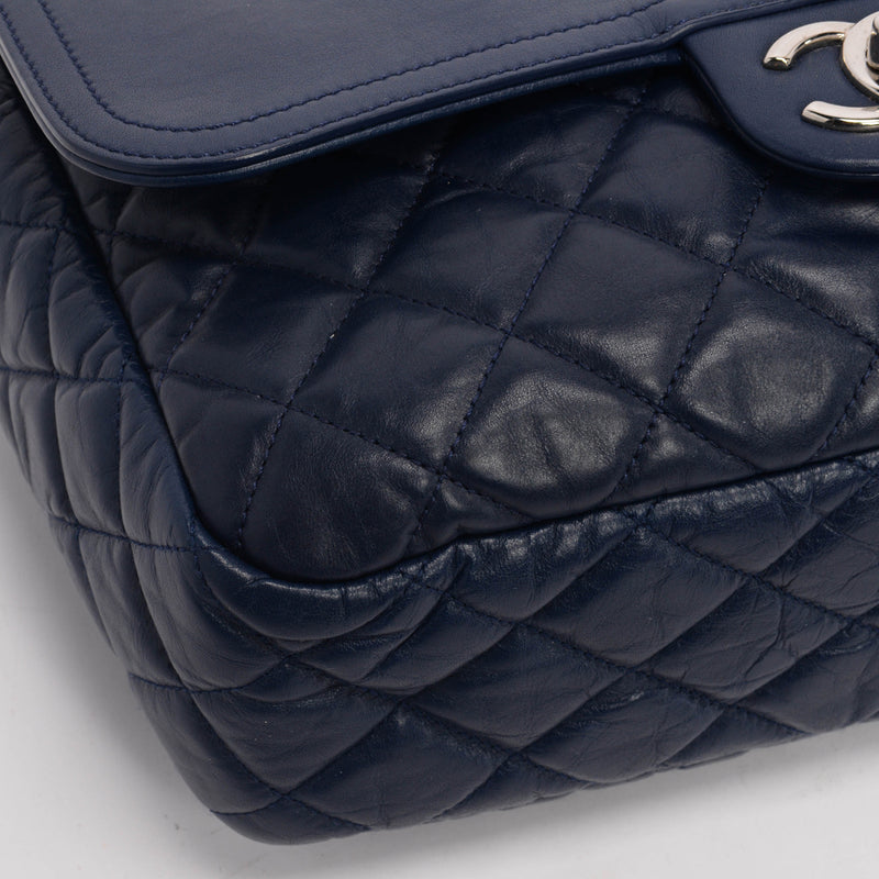 Chanel Blue Calfskin In The Mix Single Flap Bag - Blue Spinach