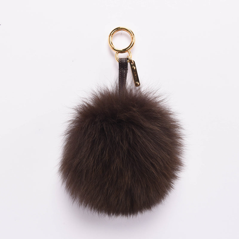 Fendi Chocolate Fur Pom Pom Bag Charm - Blue Spinach