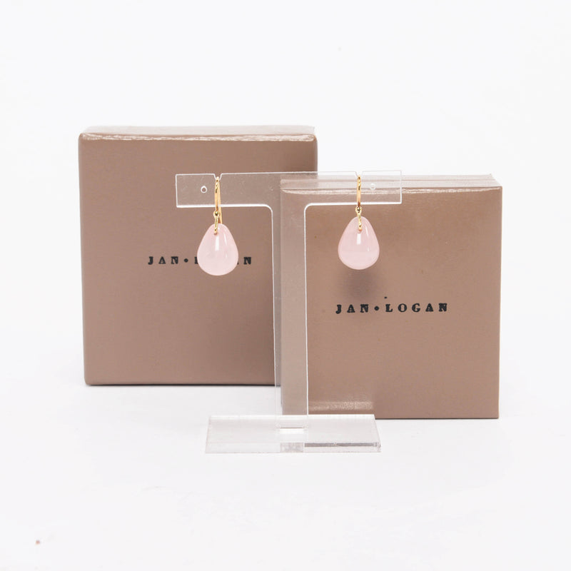 Jan Logan Rose Quartz Raindrop Earrings - Blue Spinach