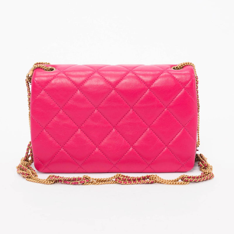 Chanel Fuchsia Quilted Lambskin On And On Chain Bag - Blue Spinach