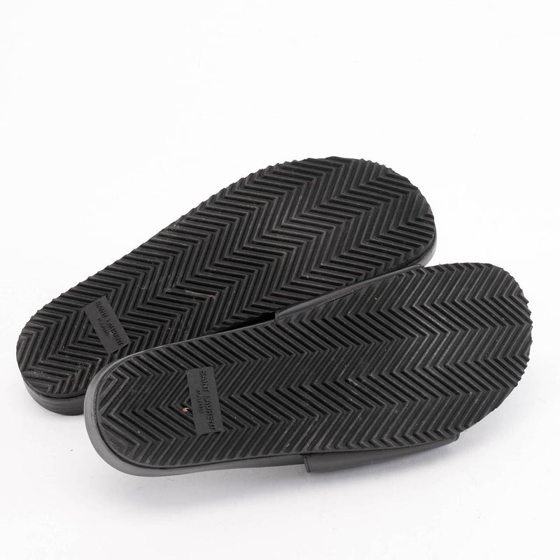 Saint Laurent Black Joan Slides 39 - Blue Spinach