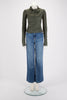 Rick Owens Khaki Leather Cropped Jacket XS - Blue Spinach