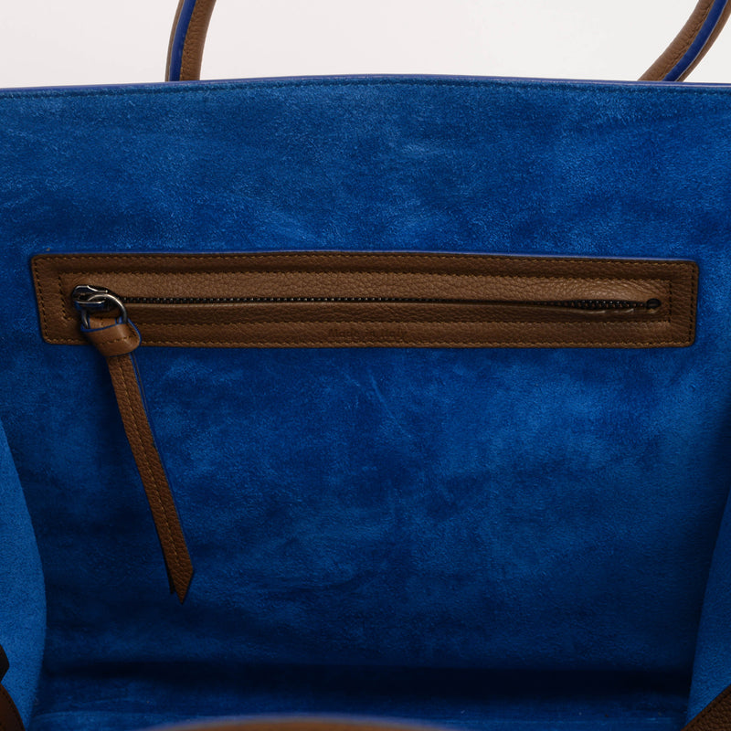 Celine Moss Green Drummed Calfskin Medium Phantom Luggage Tote - Blue Spinach