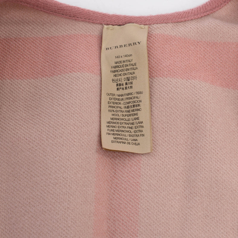 Burberry Pink Wool Reversible Check Poncho - Blue Spinach