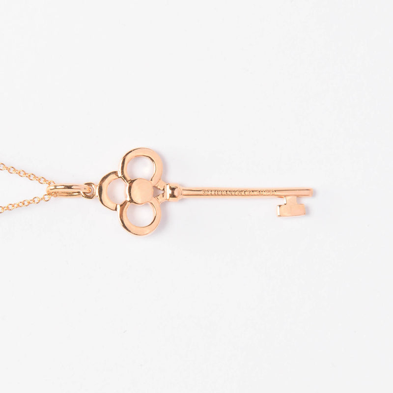 Tiffany & Co Rose Gold & Diamonds Crown Key Pendant - Blue Spinach