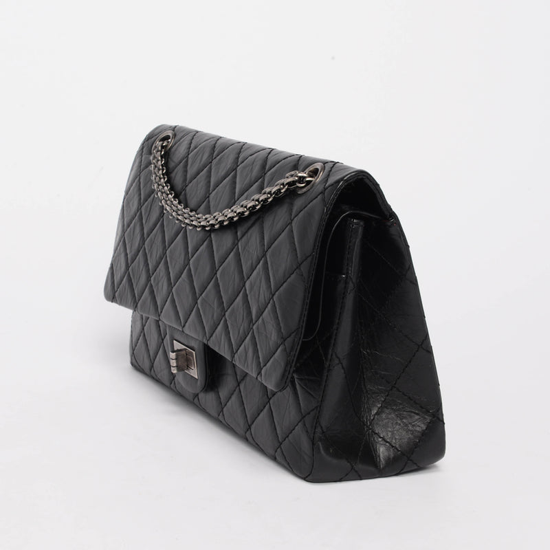 Chanel Black Aged Calfskin 2.55 Reissue 226 Flap Bag - Blue Spinach