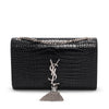 Saint Laurent Black Croc Embossed Medium Kate Tassel Bag - Blue Spinach