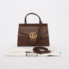 Gucci Brown Calfskin Mini GG Marmont Top Handle Bag - Blue Spinach