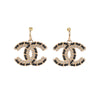 Chanel Black & Gold Crystal CC Drop Earrings - Blue Spinach