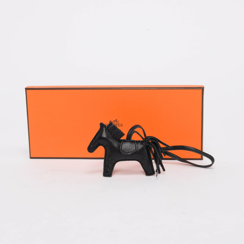 Hermes So Black Milo Lambskin Rodeo PM Bag Charm - Blue Spinach