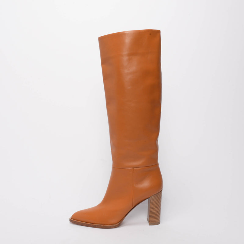 Gianvito Rossi Tan Calfskin Kerolyn Boots 41 - Blue Spinach