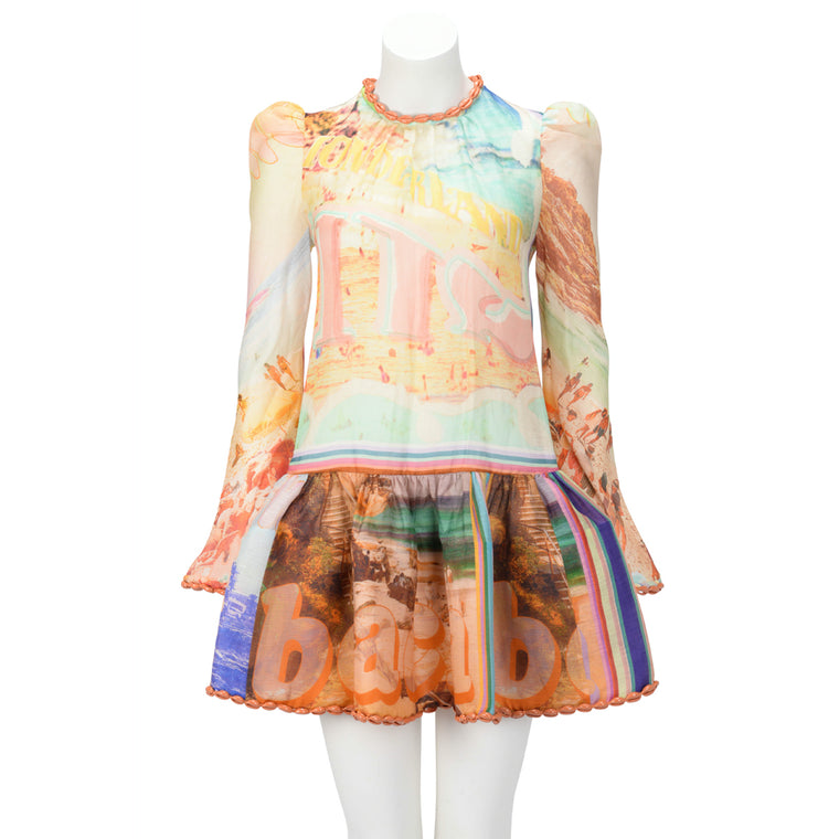 Zimmermann Poster Print Tama Layered Dress OP