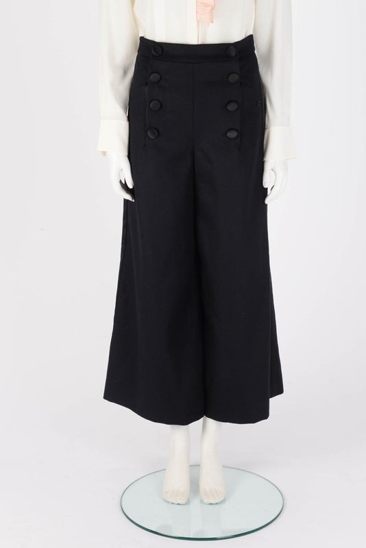 Chanel Dark Navy Wool High Rise Sailor Pants FR 36 - Blue Spinach