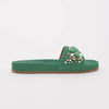 Aquazzura Green Terry Cotton Bon Bon Pool Slides 41 - Blue Spinach