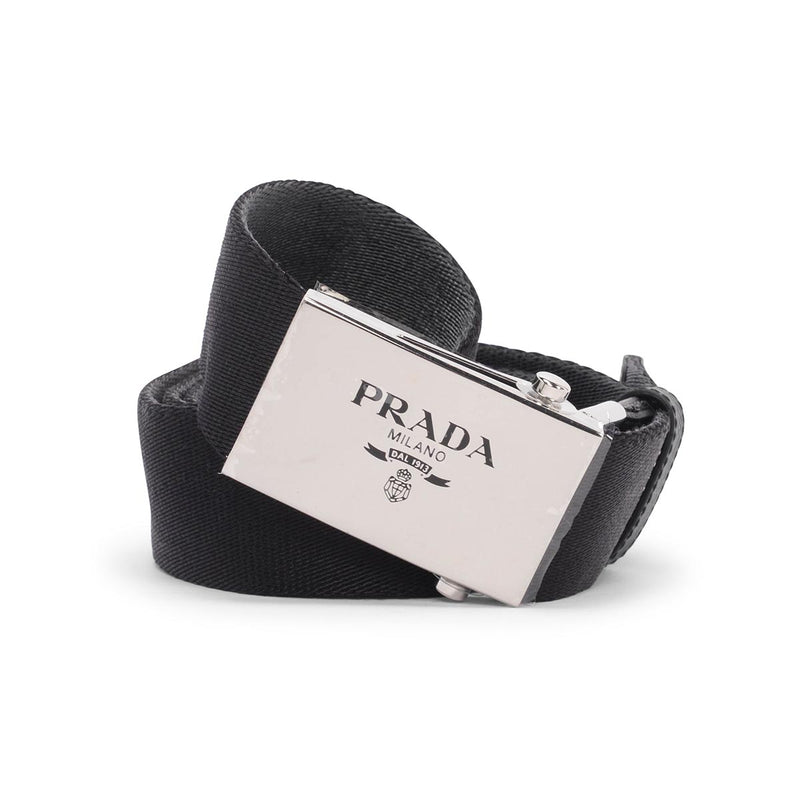 Prada Black & Grey Nylon Reversible Belt - Blue Spinach