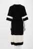 Hermes Black & White Cashmere Belted Midi Dress FR 38 - Blue Spinach