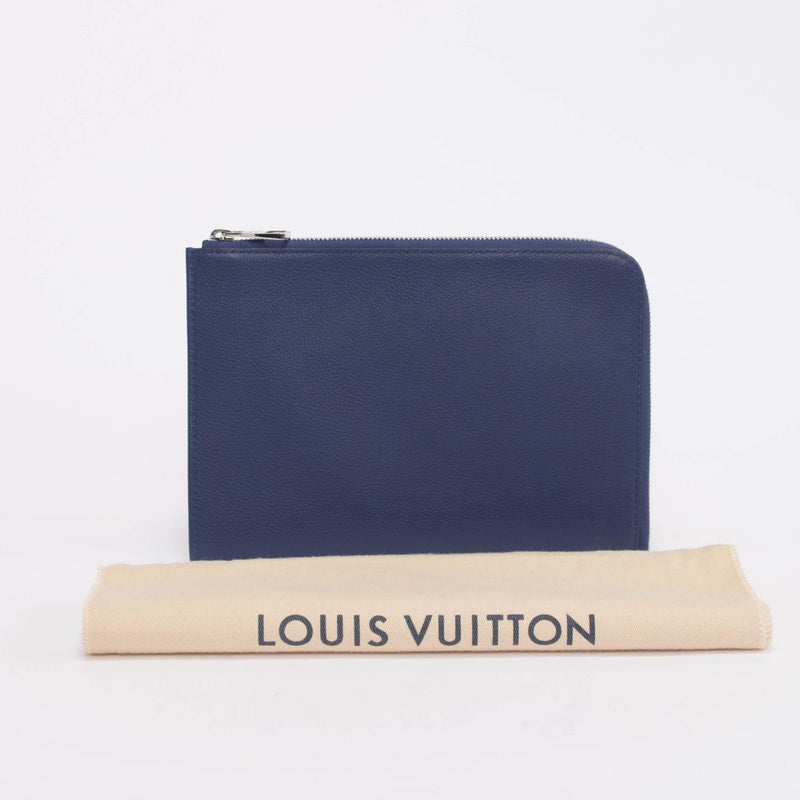 Louis Vuitton Indigo Grained Leather Pochette Jules PM Pouch - Blue Spinach