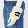 Chanel White Rabbit Fur CC Cuff Bracelet - Blue Spinach