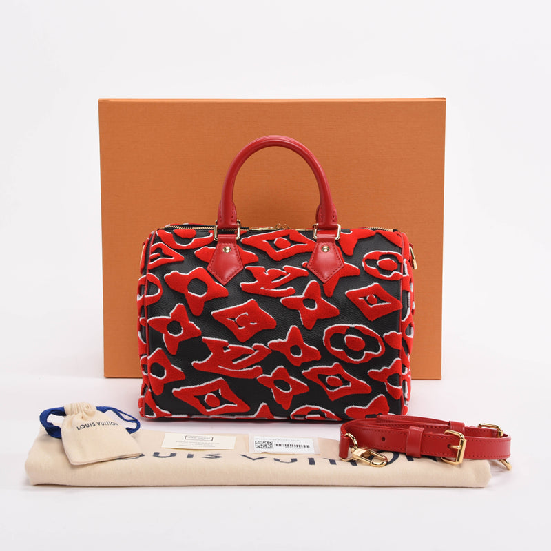 Louis Vuitton Black & Red Monogram Urs Fischer Speedy 25 - Blue Spinach