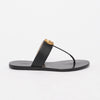 Gucci Black Leather Lifford Thong Sandals 36.5 - Blue Spinach