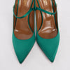 Aquazzura Emerald Green Satin Nolita Mules 41 - Blue Spinach