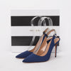 Aquazzura Navy Grosgrain Portrait Of Lady Slingbacks 39.5 - Blue Spinach