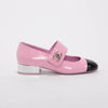 Chanel Pink Crinkled Calfskin Mary Jane Turnlock Flats 37 - Blue Spinach