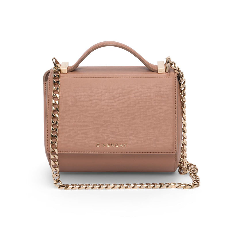 Givenchy Old Pink Textured Calfskin Mini Pandora Box Chain Bag - Blue Spinach