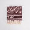 Dior Burgundy Cashmere Oblique Fringed Scarf - Blue Spinach