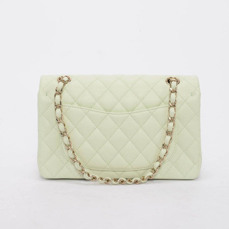 Chanel Mint Green Caviar Small Classic Double Flap Bag - Blue Spinach