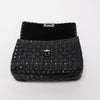 Valentino Black Crinkled Lambskin Medium Rockstud Spike Top Handle Bag - Blue Spinach