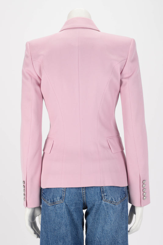 Balmain Pink Wool Double Breasted Blazer FR 34 - Blue Spinach