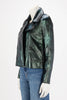 Chanel Green Iridescent Lambskin Biker Jacket FR 34 - Blue Spinach