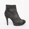 Chanel Anthracite Metallic Suede Platform Sock Boots 37 - Blue Spinach