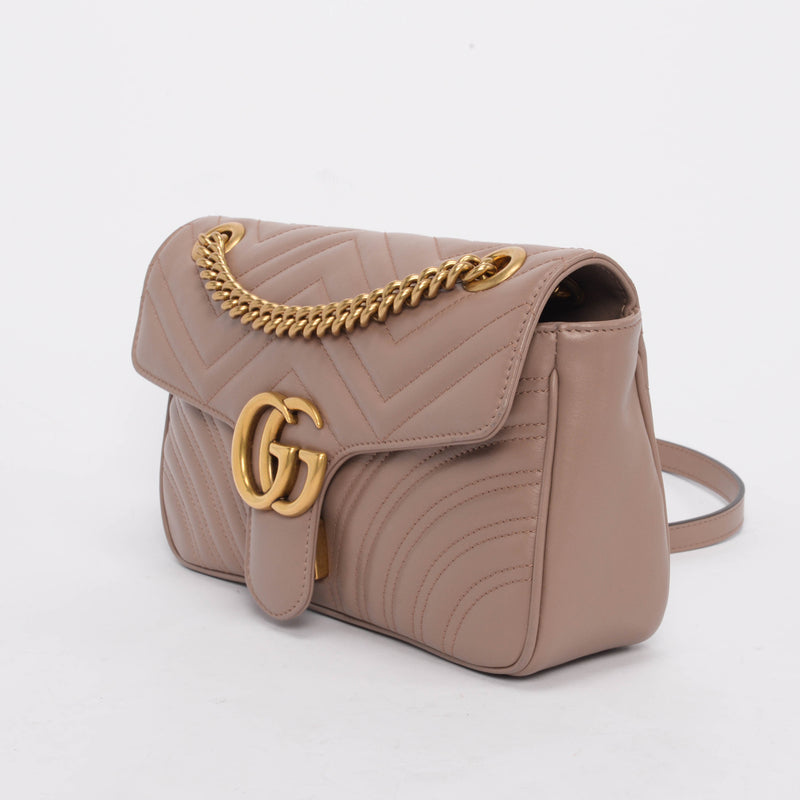 Gucci Dusty Pink Matelasse Small GG Marmont Bag - Blue Spinach