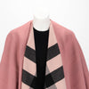 Burberry Pink Wool Reversible Check Poncho - Blue Spinach