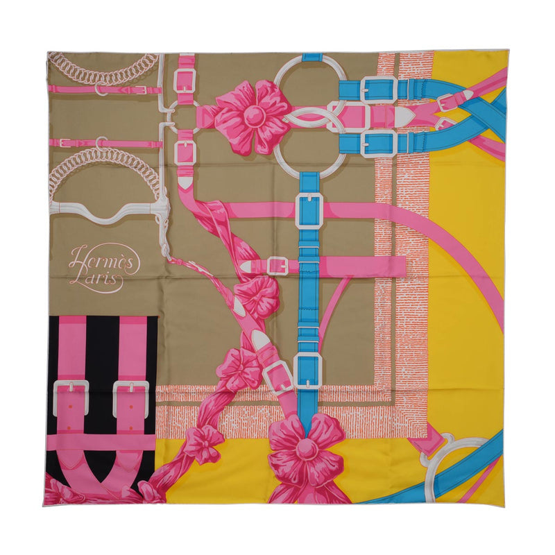 Hermes Multicolour Grand Manege Detail Scarf 90 - Blue Spinach