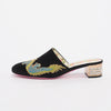 Gucci Black Satin Embroidered Dragon Mules 37 - Blue Spinach